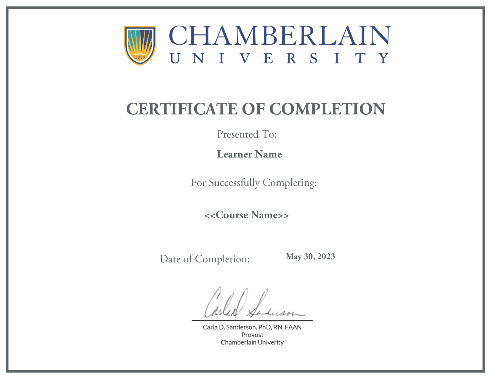 Certificate of Completion